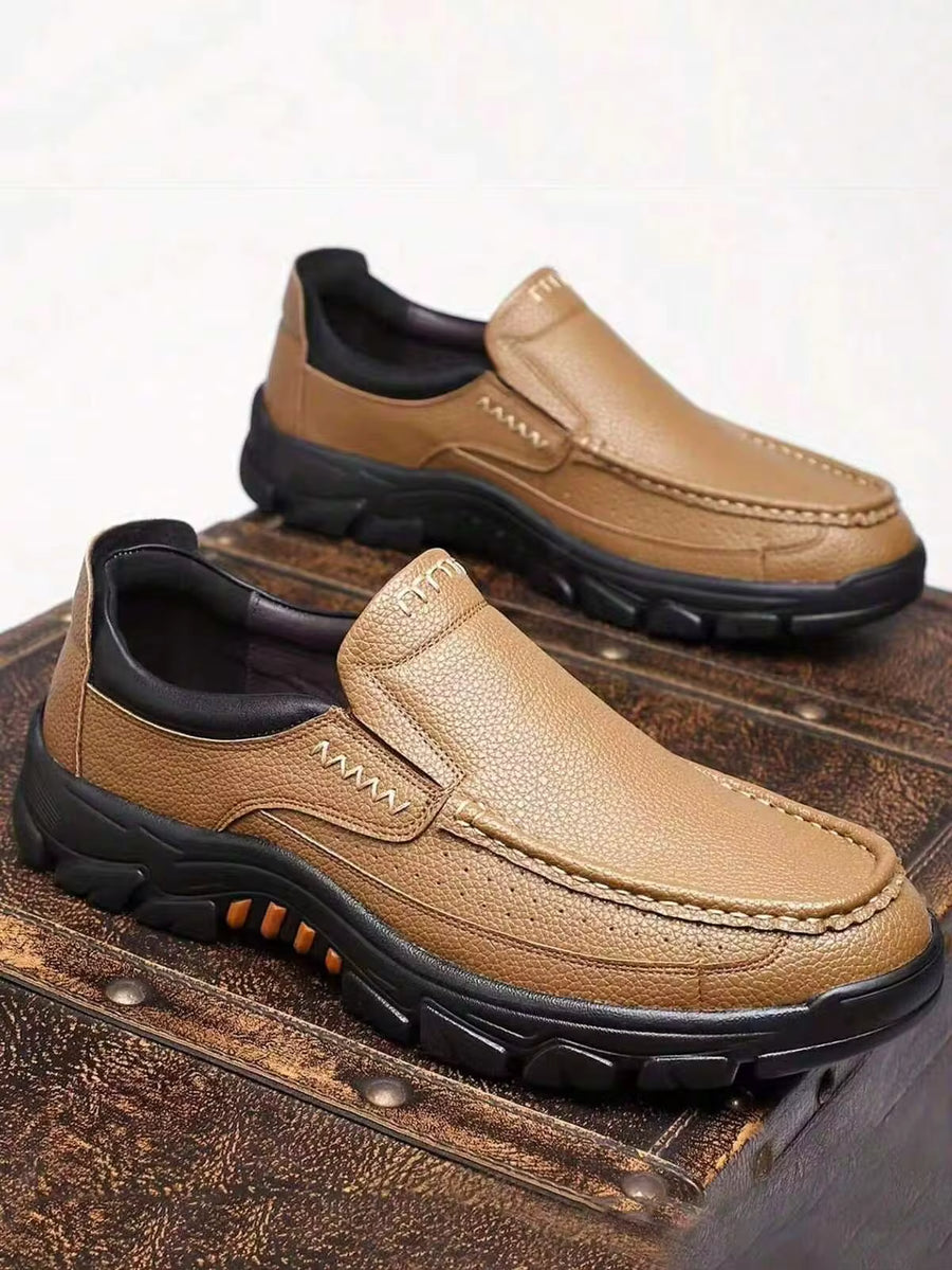 Men's Round Toe Low Top PU Upper Rubber Sole Comfortable Daily Casual Loafers Daily Wear