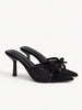 CUCCOO CHICEST Black Suede Mesh, Hot Diamond Bow, Stiletto Sandals, Women's Pointed Toes And High Heels.